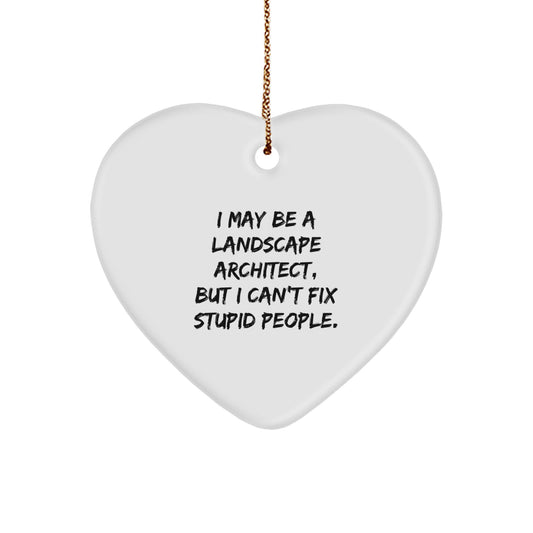 Landscape Architect Gifts - Funny Heart Ornament, 'I May Be A Landscape Architect, But I Can't Fix Stupid People.' Christmas Unique Gift from Men to Women, Friends, or Coworkers - Image 1