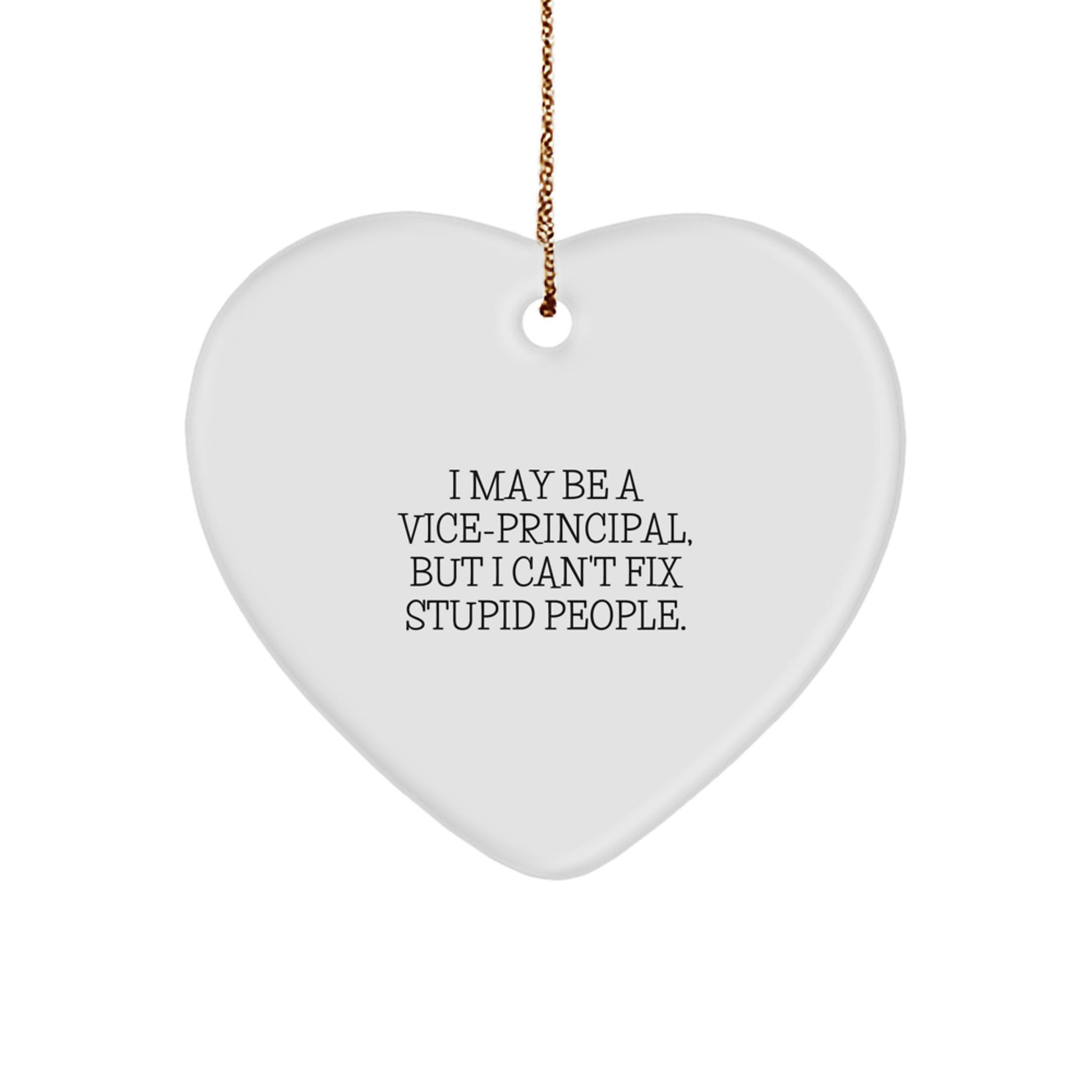 Vice-Principal Gifts from Friends, Funny Heart Ornament for Christmas, 'I May Be A Vice-principal, But I Can't Fix Stupid People.' - Image 1