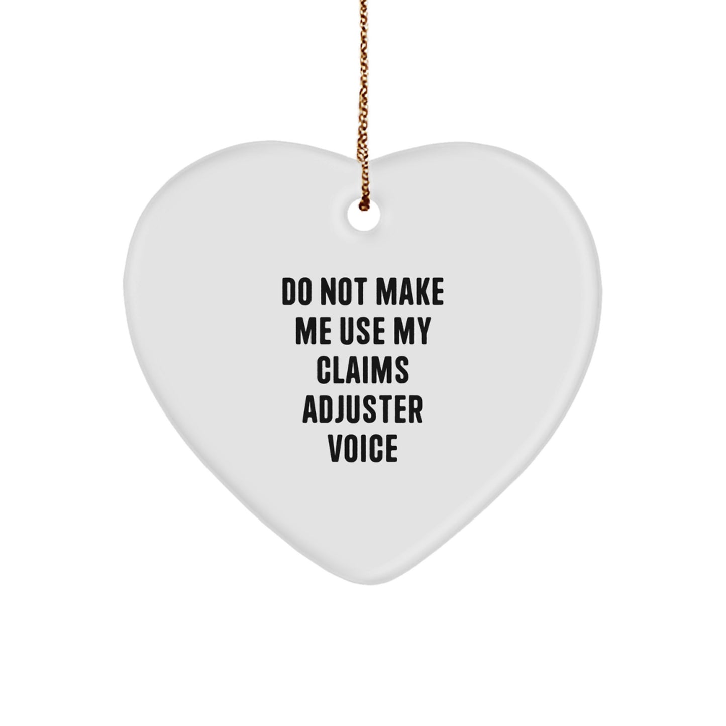 Funny Claims Adjuster Gifts from Friends Heart Ornament, Christmas Unique Gifts for Claims Adjuster, Heart Shaped Ornament for Men or Women - Image 1