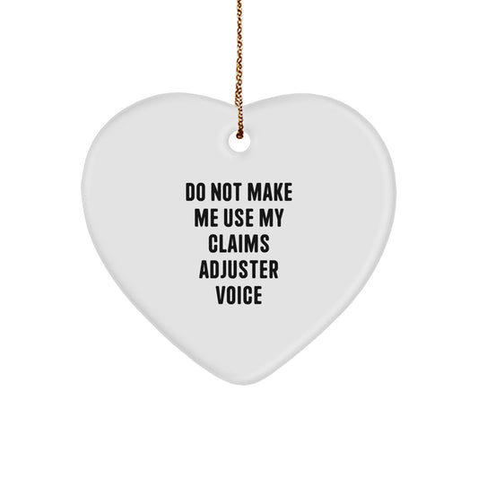 Funny Claims Adjuster Gifts from Friends Heart Ornament, Christmas Unique Gifts for Claims Adjuster, Heart Shaped Ornament for Men or Women - Image 1