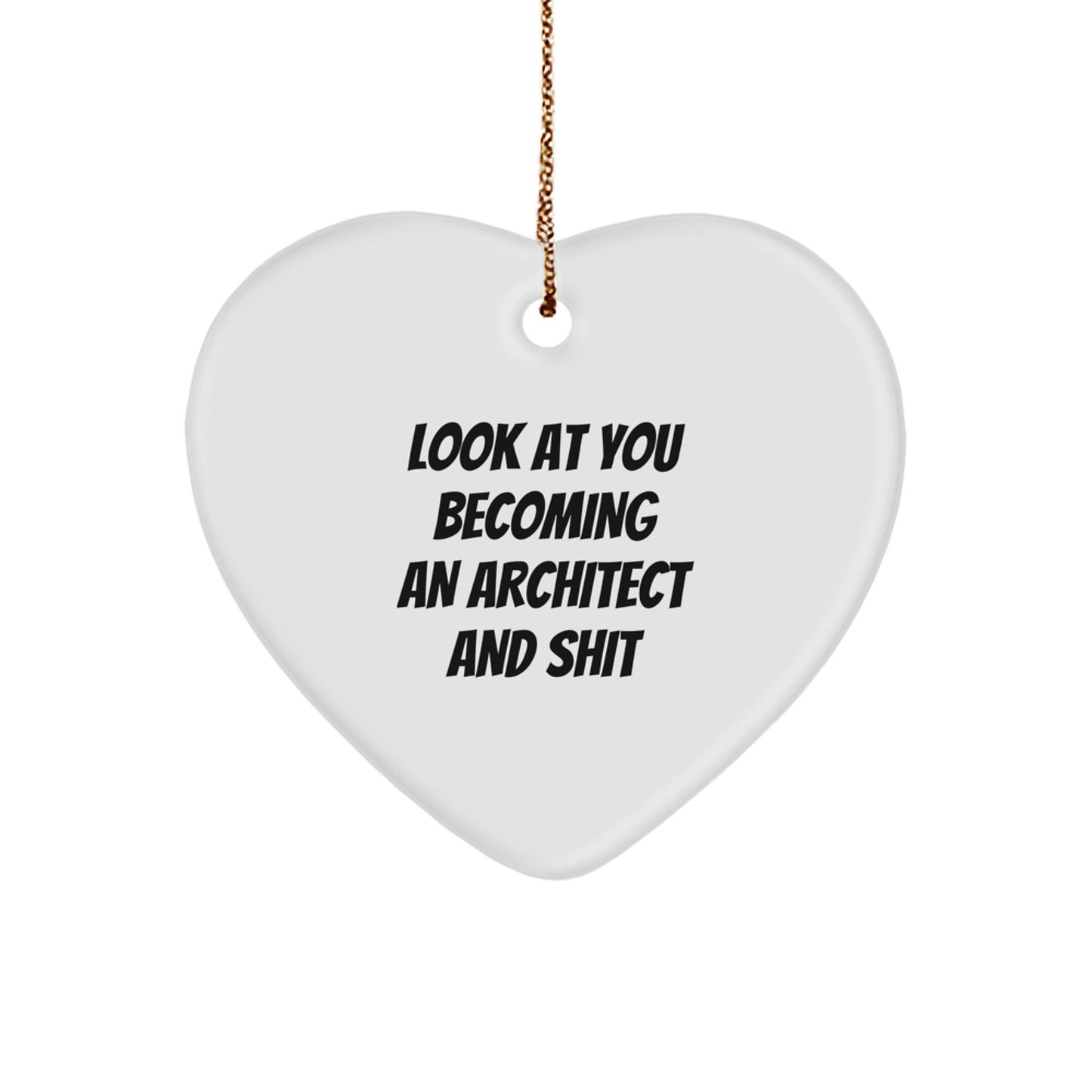 Funny Look at You Becoming an Architect Heart Ornament Gifts from Friends to Family - Image 1