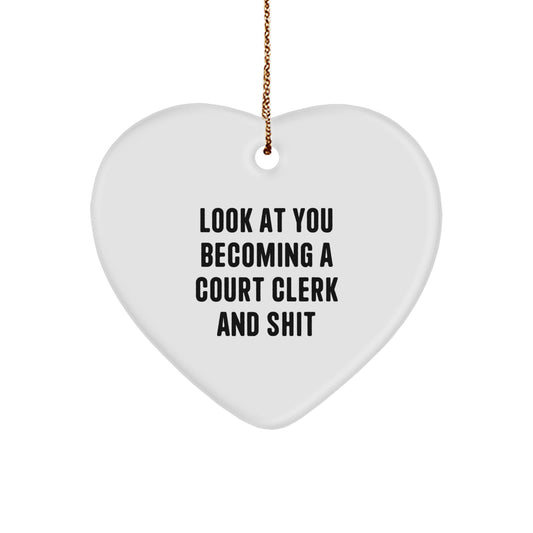 Funny Court Clerk Heart Ornament Gifts from Friends - Christmas Unique Gifts for Court Clerk - Image 1