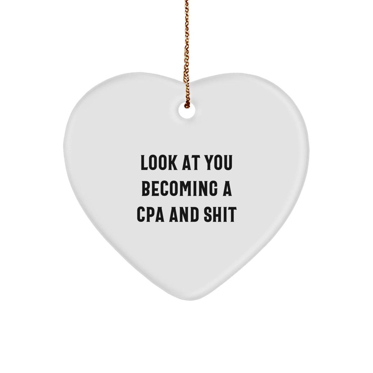 Funny CPA Gifts for Friends - Heart Ornament with 'Look At You Becoming A CPA' Quote for Christmas - Image 1
