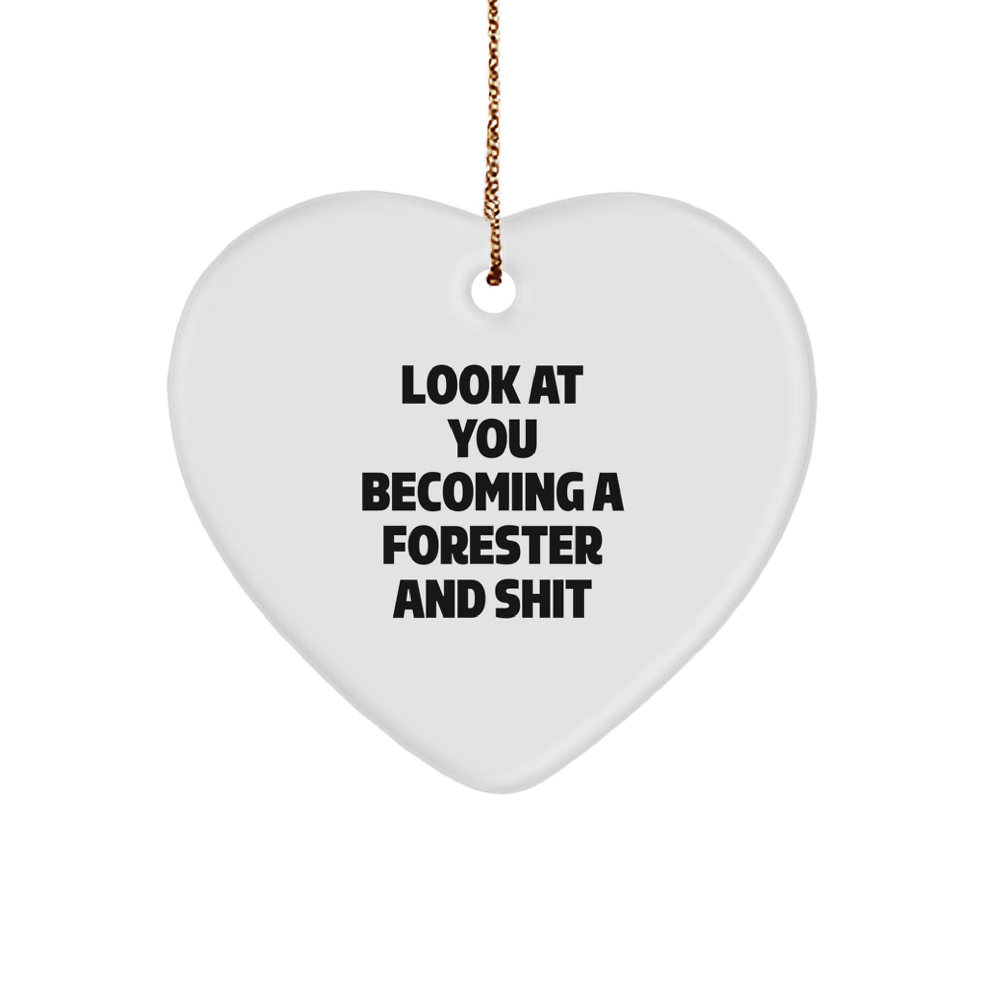 Funny Forester Gifts from Men to Friends, Heart Ornament for Forester Christmas Unique Gifts, Look At You Becoming A Forester And Shit - Image 1