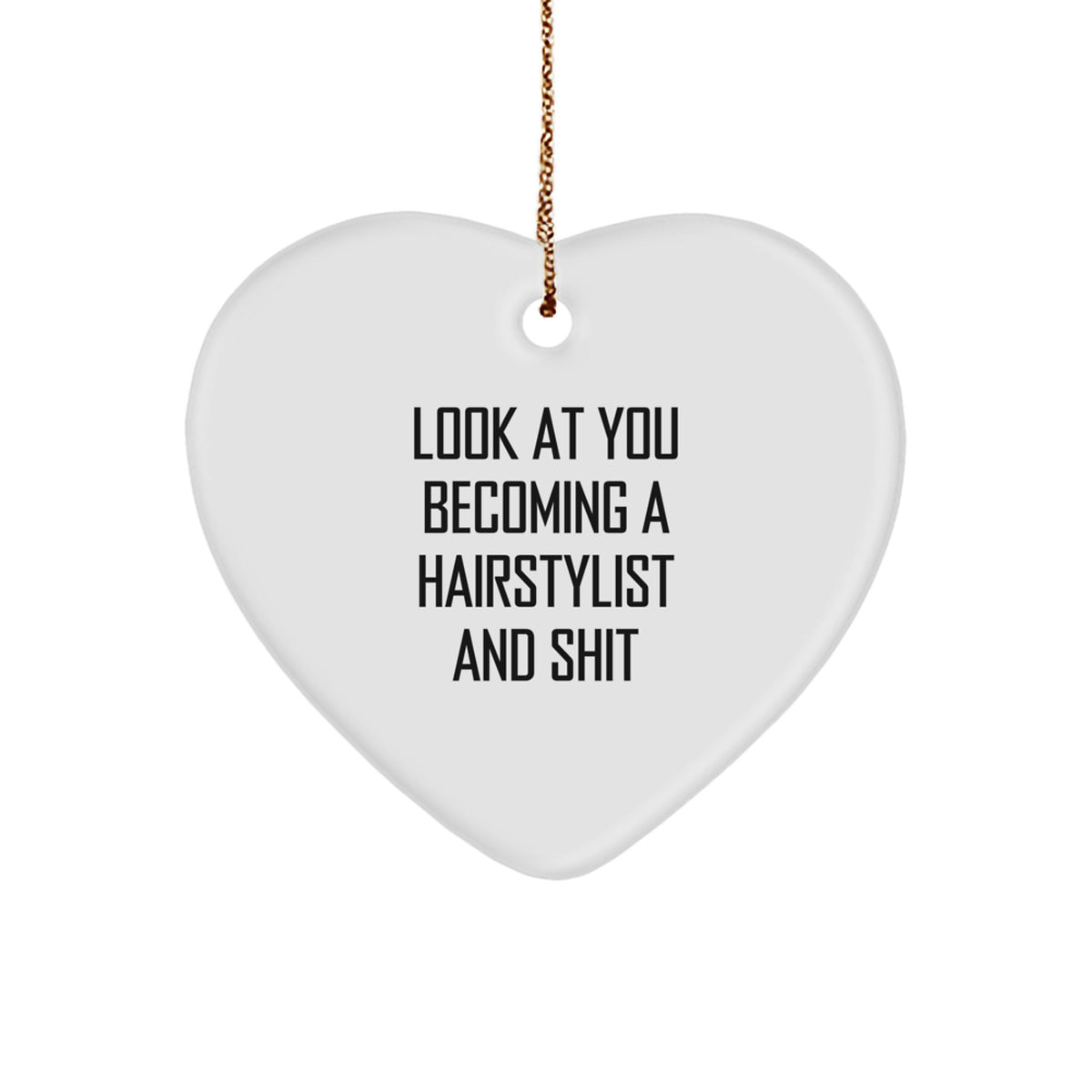 Funny Hairstylist Gifts from Friends - Inspirational Heart Ornament for Hair Stylists, Funny Quote 'Look At You Becoming A Hairstylist And Shit' - Christmas Unique Gifts for Hairstylist Men - Image 1