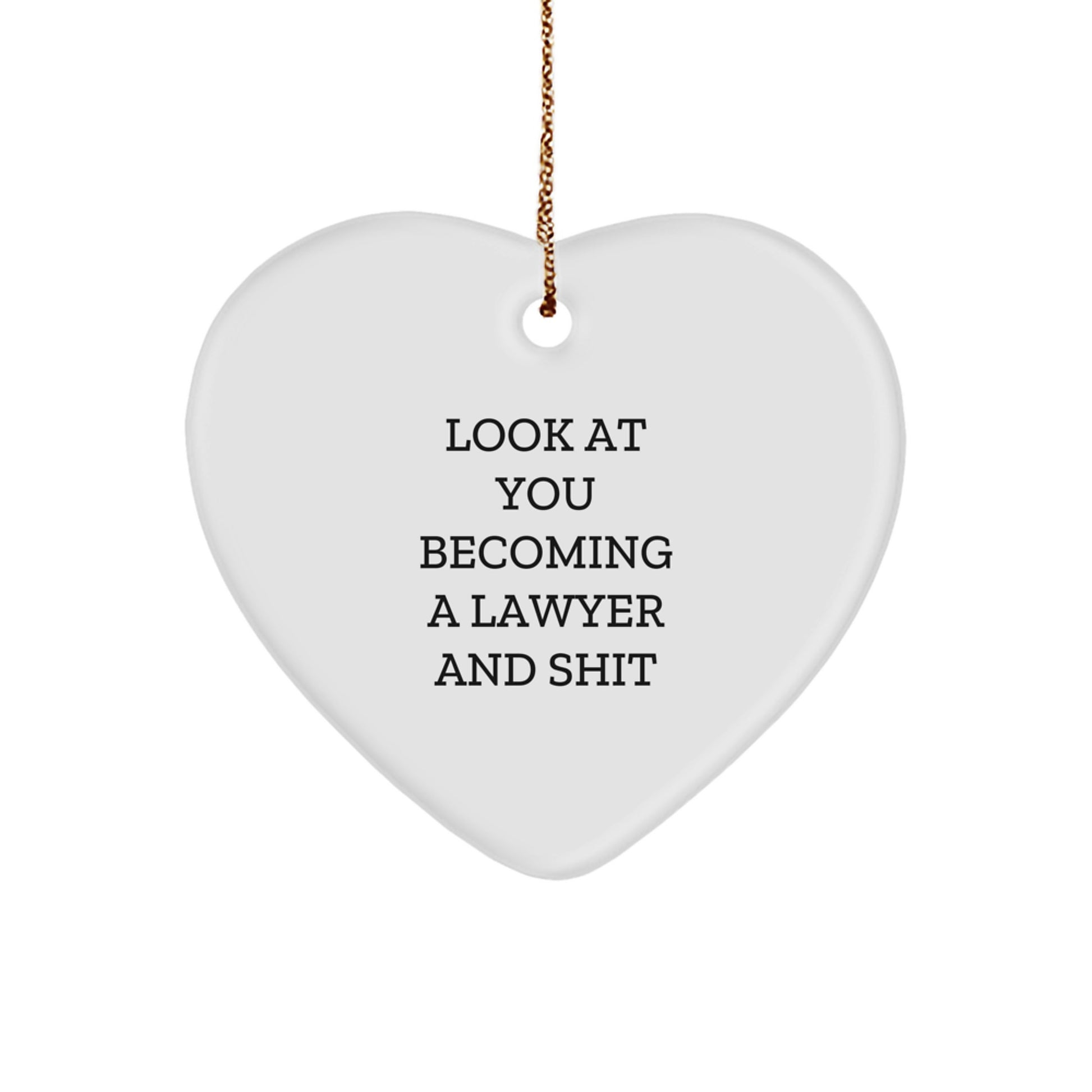 Funny Lawyer Gifts, 'Look At You Becoming A Lawyer And Shit' Heart Ornament for Christmas, Gifts from Friends, Family, or Coworkers to Lawyer - Image 1