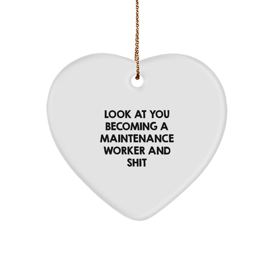 Funny Maintenance Worker Heart Ornament Gifts from Men to Maintenance Worker Friends and Family on Christmas - Image 1