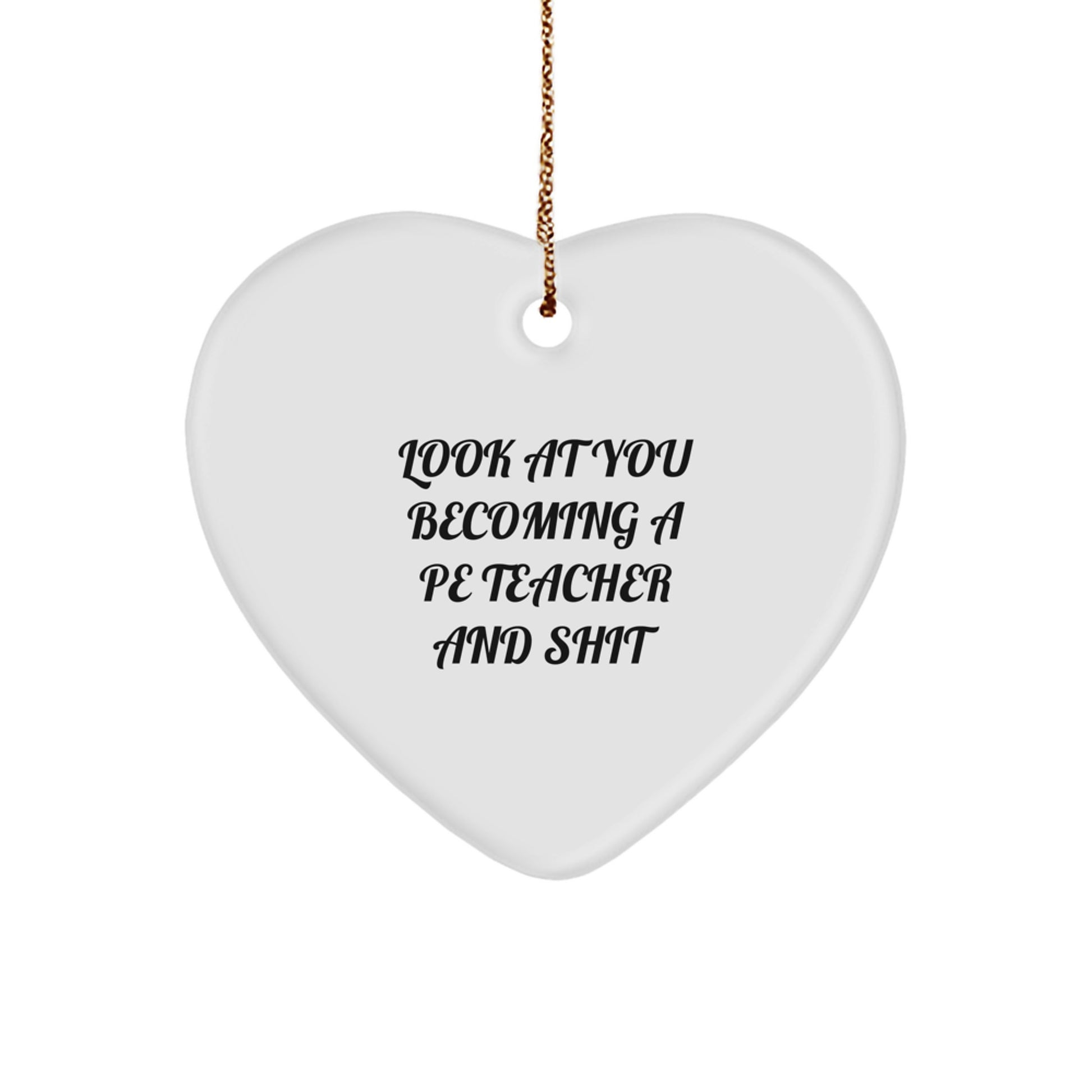 Funny PE Teacher Heart Ornament Gifts from Friends for Christmas Unique Ornaments - Image 1