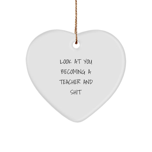 Funny Teacher Heart Ornament Gifts from Men Women Friends to Teacher - Image 1