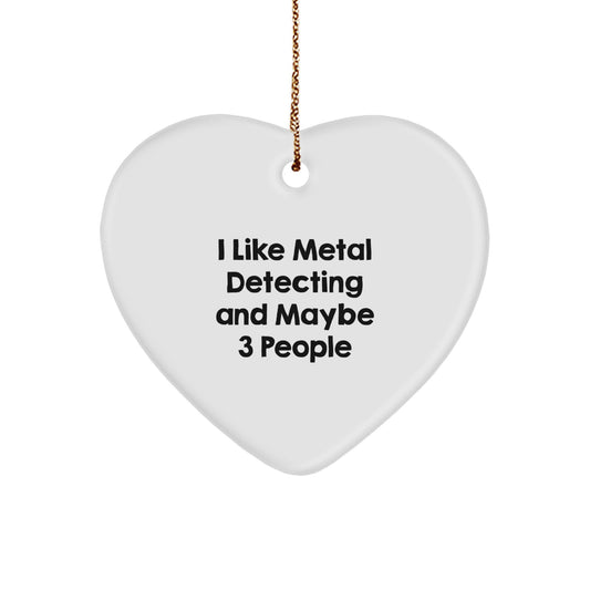 Funny Metal Detecting Gifts from Friends for Metal Detecting Enthusiasts Heart Ornament, White, Christmas Unique Decorations - Image 1