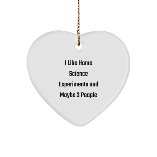 Home Science Experiments Fun Gifts from Friends for Christmas Heart Ornament, I Like Home Science Experiments And Maybe 3 People, Durable MDF Heart Shaped Ornament for Unique Christmas Decor - Image 1