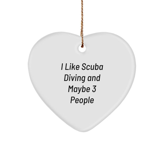 Scuba Diving Gifts for Men, Funny Quote Heart Ornament, Christmas Unique Gifts from Friends, Vibrant MDF Heart Shaped Ornament with Gold Cord - Image 1