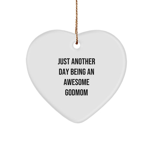 Funny Godmom Heart Ornament Gifts from Men, Women, or Family to Godmom on Christmas Unique Gifts - Image 1