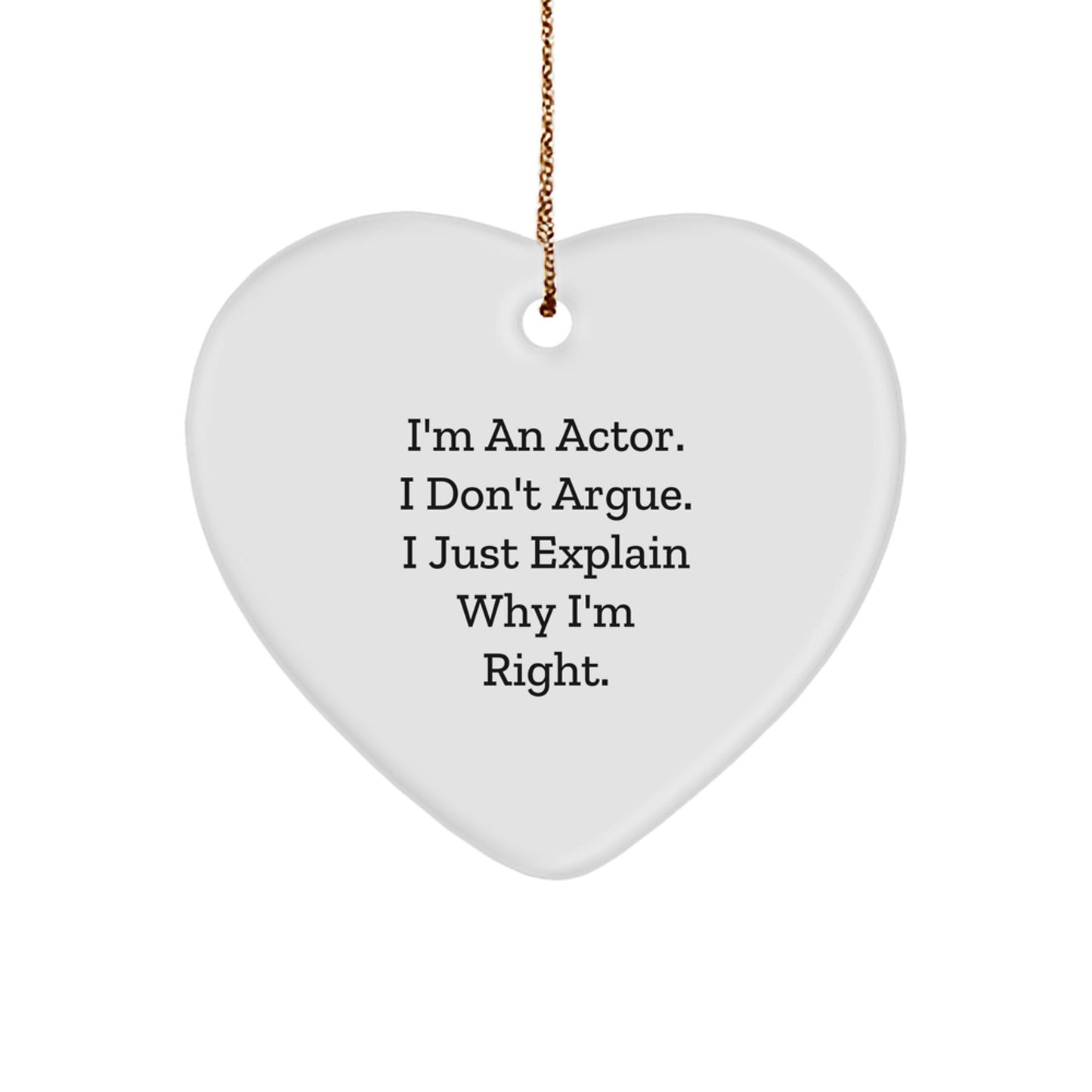 Funny Actor Heart Ornament Gifts for Him from Friends, Heartfelt Christmas Unique Presents for Actor Man - Image 1