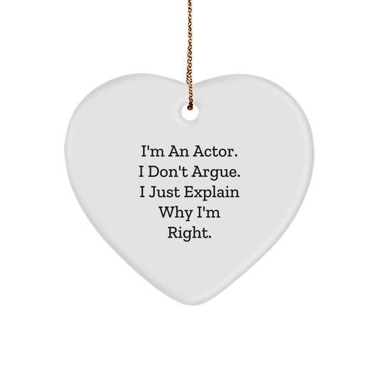 Funny Actor Heart Ornament Gifts for Him from Friends, Heartfelt Christmas Unique Presents for Actor Man - Image 1
