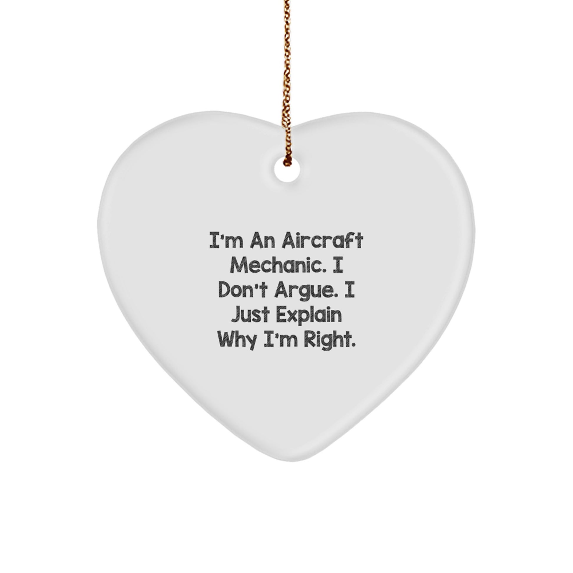 Aircraft Mechanic Heart Ornament Gift from Friends, Funny Quote for Men or Women Christmas Unique Gift Ideas - Image 1