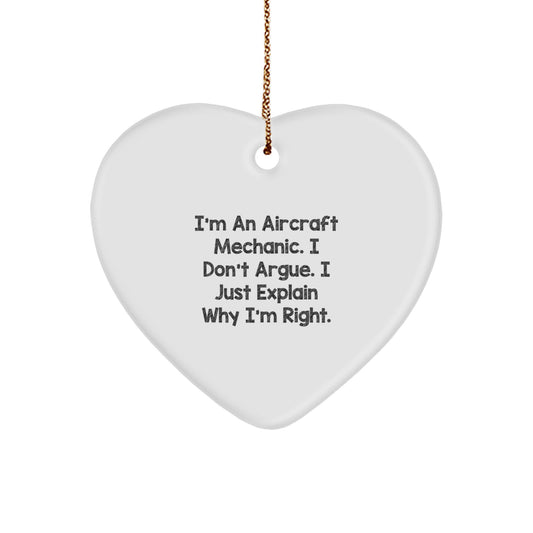 Aircraft Mechanic Heart Ornament Gift from Friends, Funny Quote for Men or Women Christmas Unique Gift Ideas - Image 1