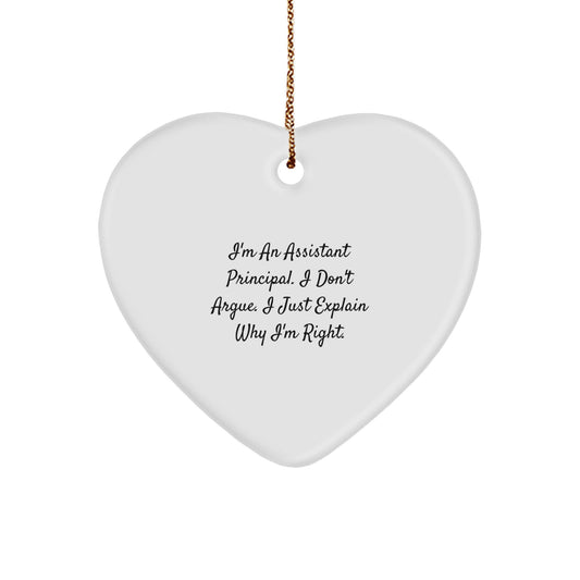 Funny Assistant Principal Gifts, Heart Ornament for Him or Her with Inspirational Quote, Gifts from Family or Friends for Christmas, Perfect for Coworkers' Office Decor - Image 1