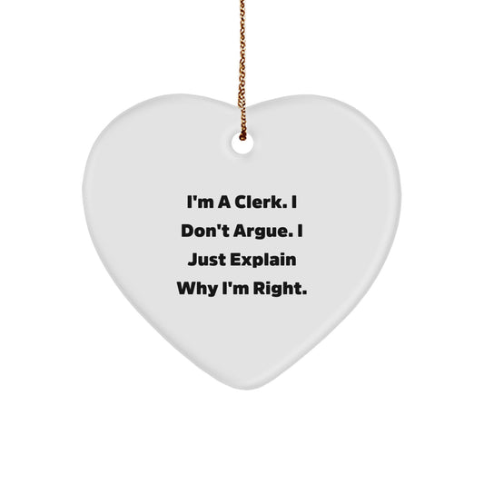 Funny Clerk Gifts from Men to Clerk Friends Unique Heart Ornament Christmas Unique Gifts - Image 1