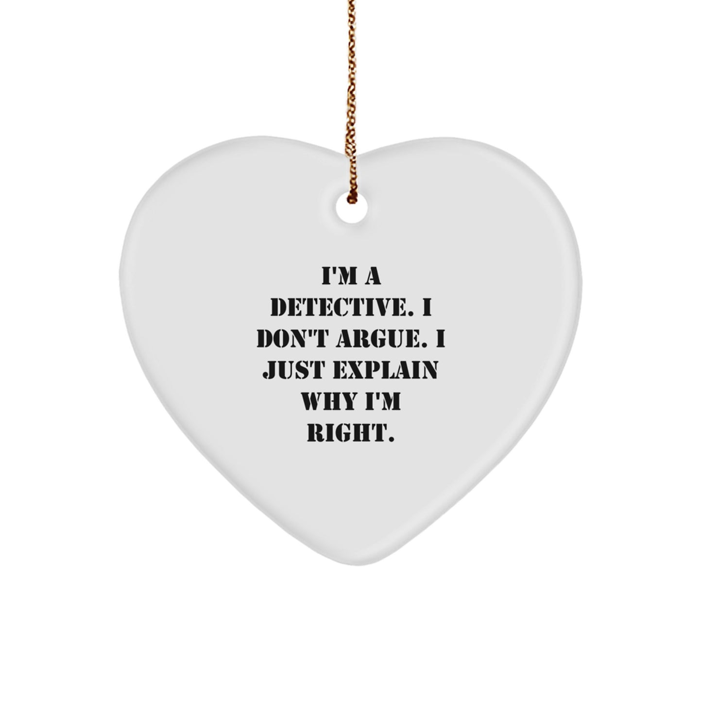 Funny Detective Heart Ornament Gifts from Men to Detective Friends at Christmas Unique Gifts - Image 1
