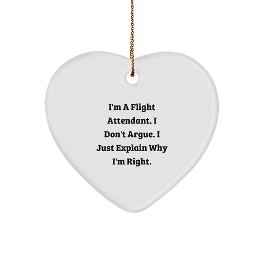 Funny Flight Attendant Heart Ornament Gifts from Friends and Family for Christmas Unique Presents - Image 1