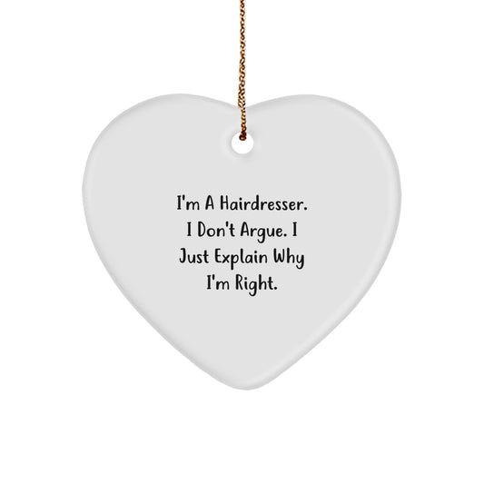 Funny Hairdresser Gifts from Friends, Heart Ornament for Hairdresser, Christmas Unique Gifts - Image 1
