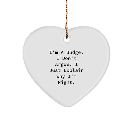 Funny Judge Heart Ornament Gifts for a Judge Friend or Family Member Christmas Unique Present Idea - Image 1