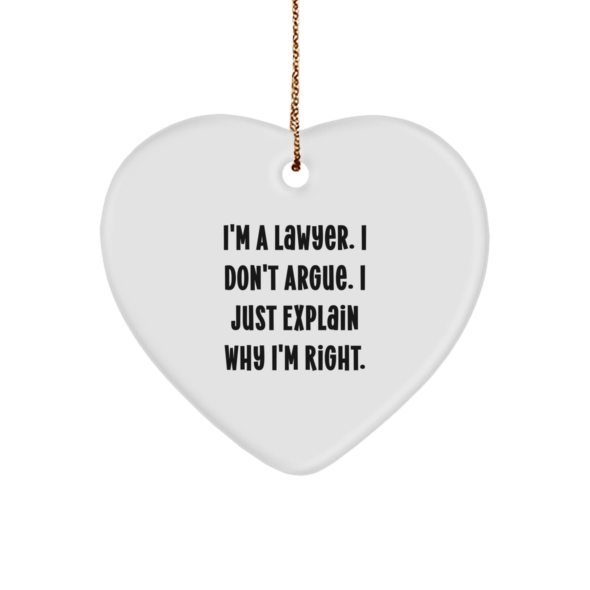 Funny Lawyer Heart Ornament Gifts from Men to Lawyer Friends, Unique Christmas Unique Gifts for Law Firm Team, Heart Shaped Lawyer Decor - Image 1