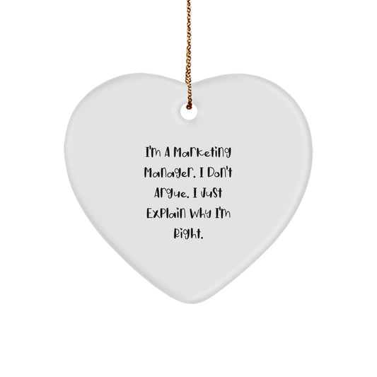 Funny Marketing Manager Gifts for Christmas Unique Ornaments - Heart Shaped, White Color, Perfect for Coworkers and Friends Gifts from Men or Women - Image 1