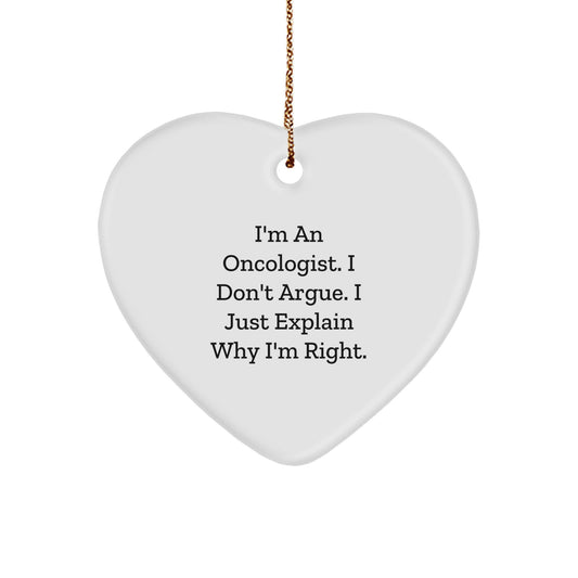 Oncologist Gifts from Friends - Heart Ornament with Funny Quote for Christmas Unique Gifts - Image 1