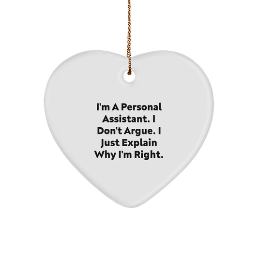 Funny Personal Assistant Gifts from Friends and Family - Heart Ornament for Christmas Unique Presents for Coworkers and Men - Image 1