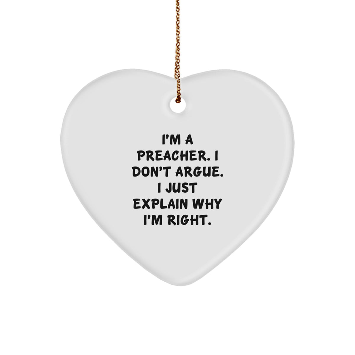 Funny Preacher Gift, Heart Ornament for Preacher Friends, Unique Christmas Unique Gifts for Men from Family - Image 1