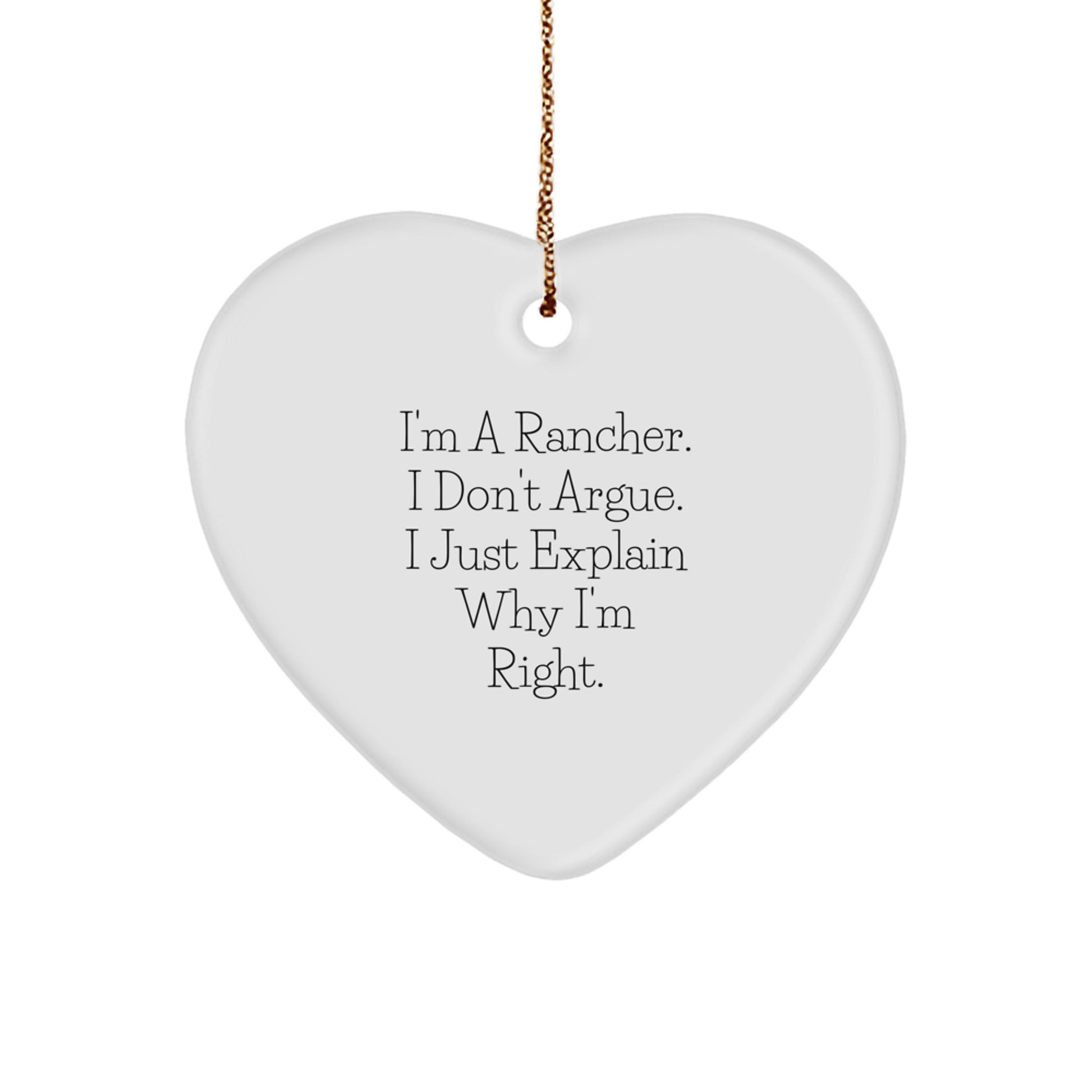 Funny Rancher Gifts from Family - Heart Ornament for Rancher, Men, Christmas Unique Gifts - Image 1