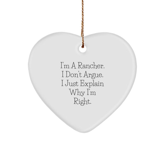 Funny Rancher Gifts from Family - Heart Ornament for Rancher, Men, Christmas Unique Gifts - Image 1