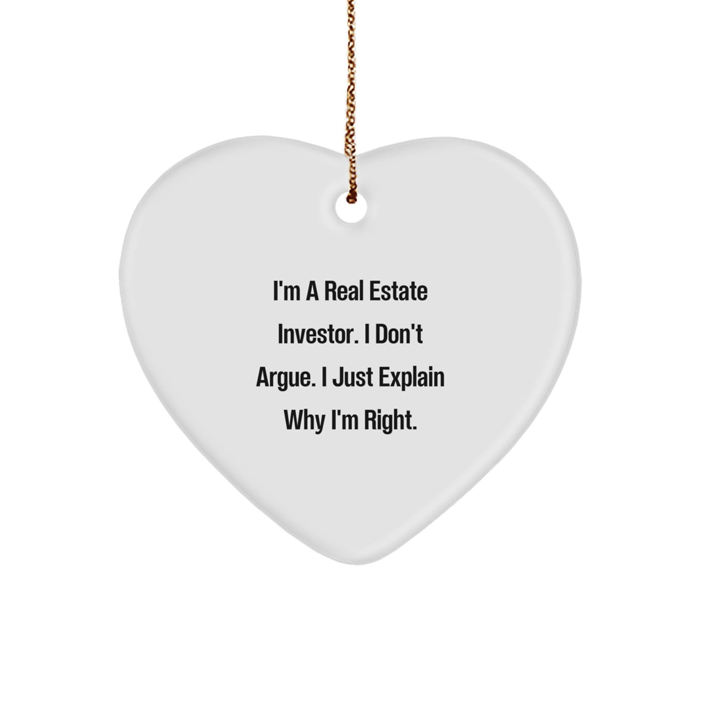 Funny Real Estate Investor Gifts from Friends for Men, Women, Coworkers - Christmas Unique Heart Ornament for Real Estate Investor - Image 1