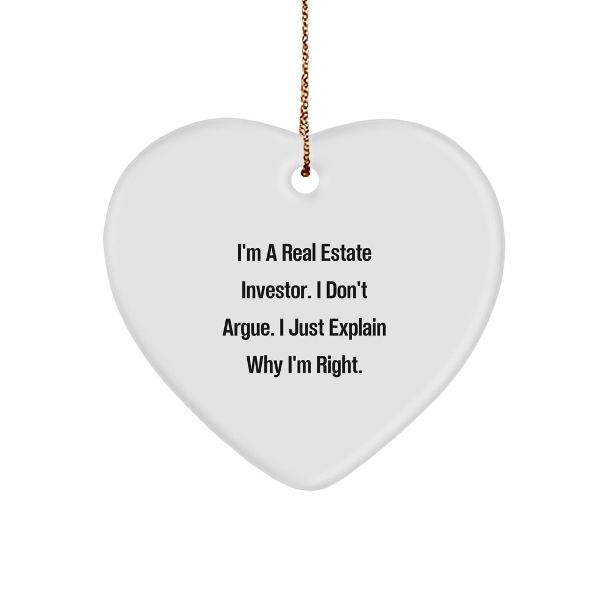 Funny Real Estate Investor Gifts from Friends for Men, Women, Coworkers - Christmas Unique Heart Ornament for Real Estate Investor - Image 1
