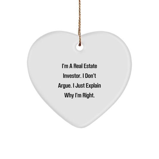 Funny Real Estate Investor Gifts from Friends for Men, Women, Coworkers - Christmas Unique Heart Ornament for Real Estate Investor - Image 1