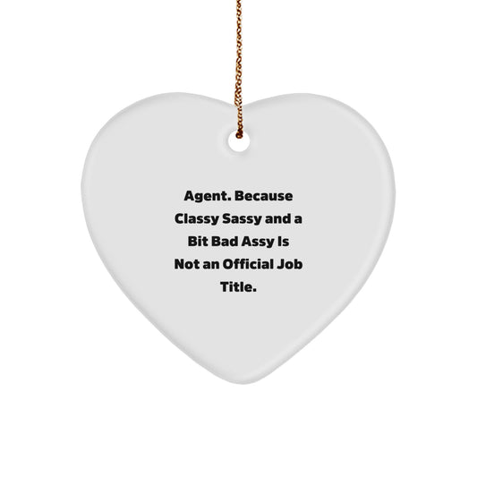 Funny Agent Heart Ornament Gifts from Friends and Family for Christmas, Agent Heart Decoration, Gift for Agent, Agent Agent Gifts, Funny Agent Gifts - Image 1