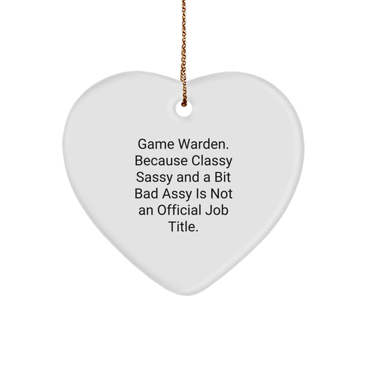 Funny Game Warden Heart Ornament, Game Warden Gifts from Men, Christmas Unique Gifts for Game Wardens - Image 1