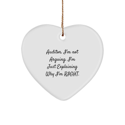 Funny Auditor Gifts from Men, Auditor Unique Christmas Decorations Heart Ornament for Friends, Coworkers, Family - Image 1