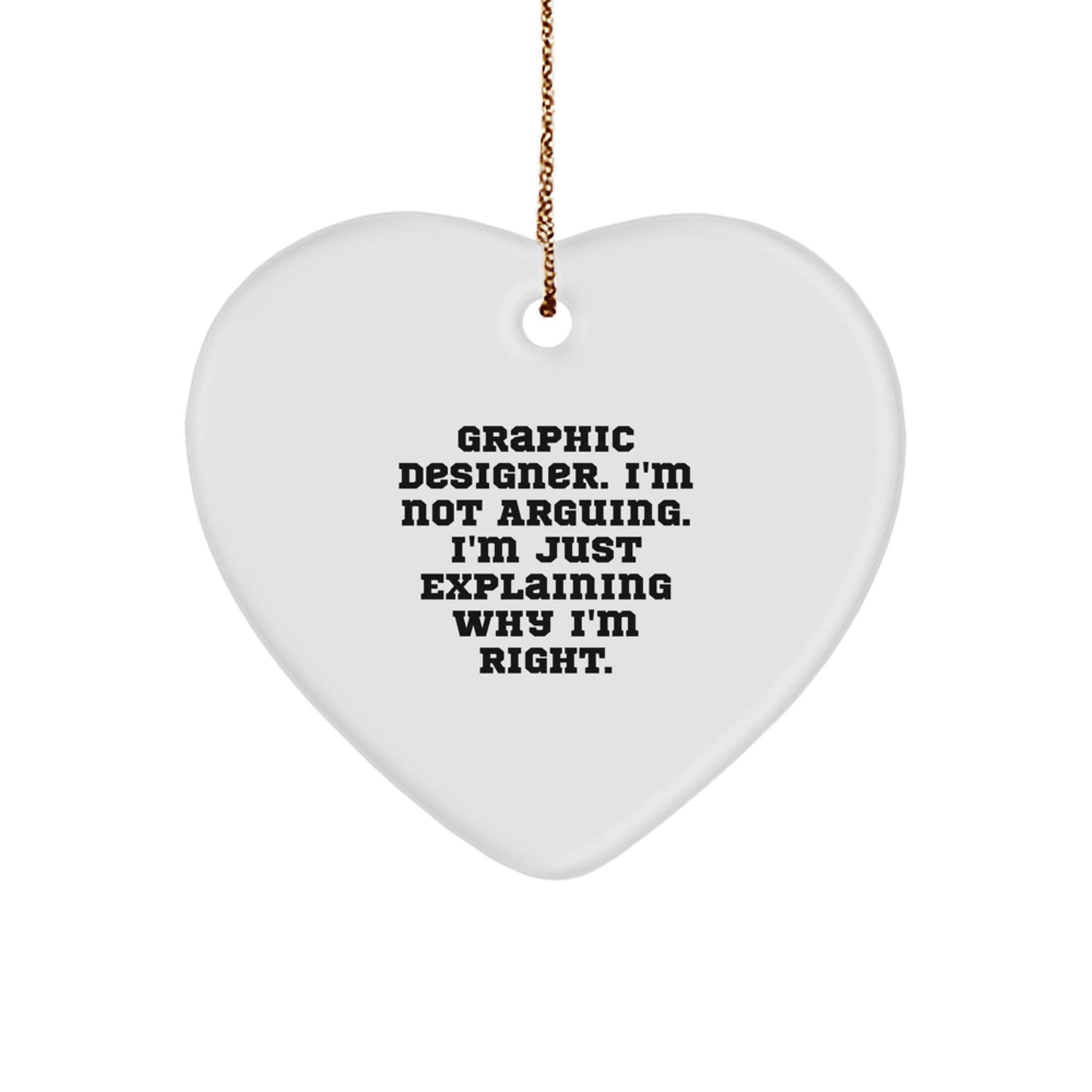 Funny Graphic Designer Heart Ornament Gifts from Friends, Coworkers, Family, Men, Women, for Christmas Unique Presents - Image 1