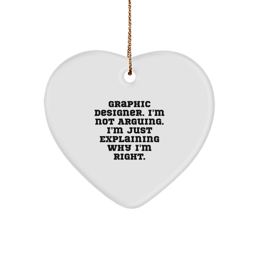 Funny Graphic Designer Heart Ornament Gifts from Friends, Coworkers, Family, Men, Women, for Christmas Unique Presents - Image 1