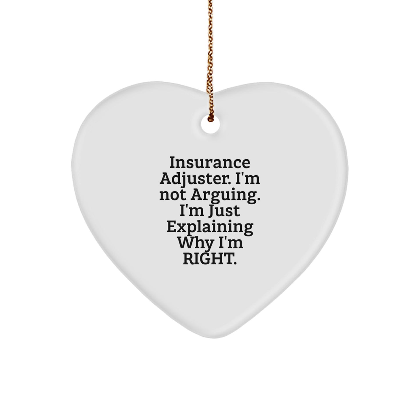 Funny Insurance Adjuster Gifts from Friends to Insurance Adjuster Men, Unique Christmas Unique Gifts for Insurance Adjuster, Heart Ornament - Image 1