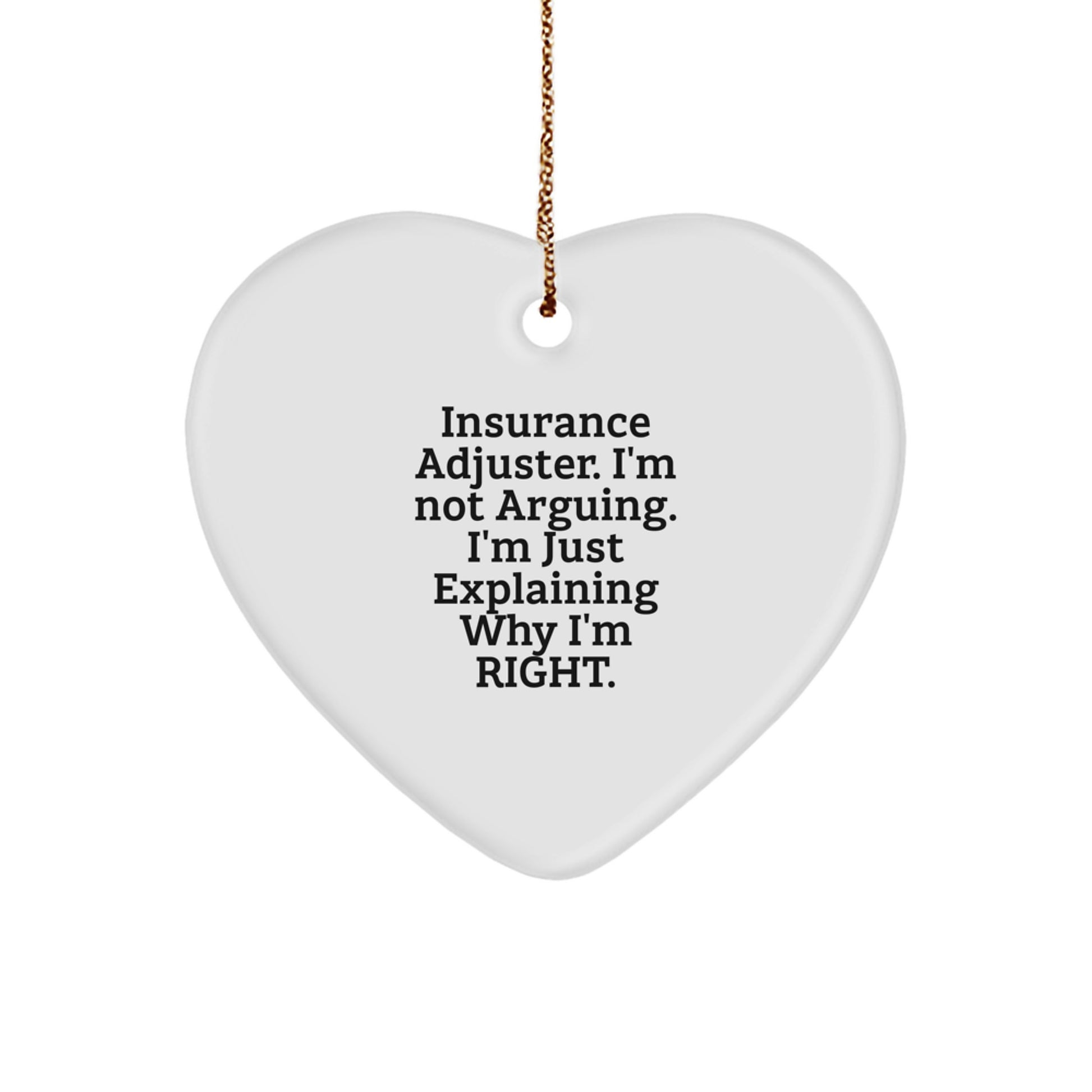 Funny Insurance Adjuster Gifts from Friends to Insurance Adjuster Men, Unique Christmas Unique Gifts for Insurance Adjuster, Heart Ornament - Image 1