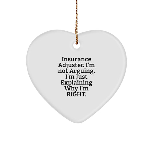Funny Insurance Adjuster Gifts from Friends to Insurance Adjuster Men, Unique Christmas Unique Gifts for Insurance Adjuster, Heart Ornament - Image 1
