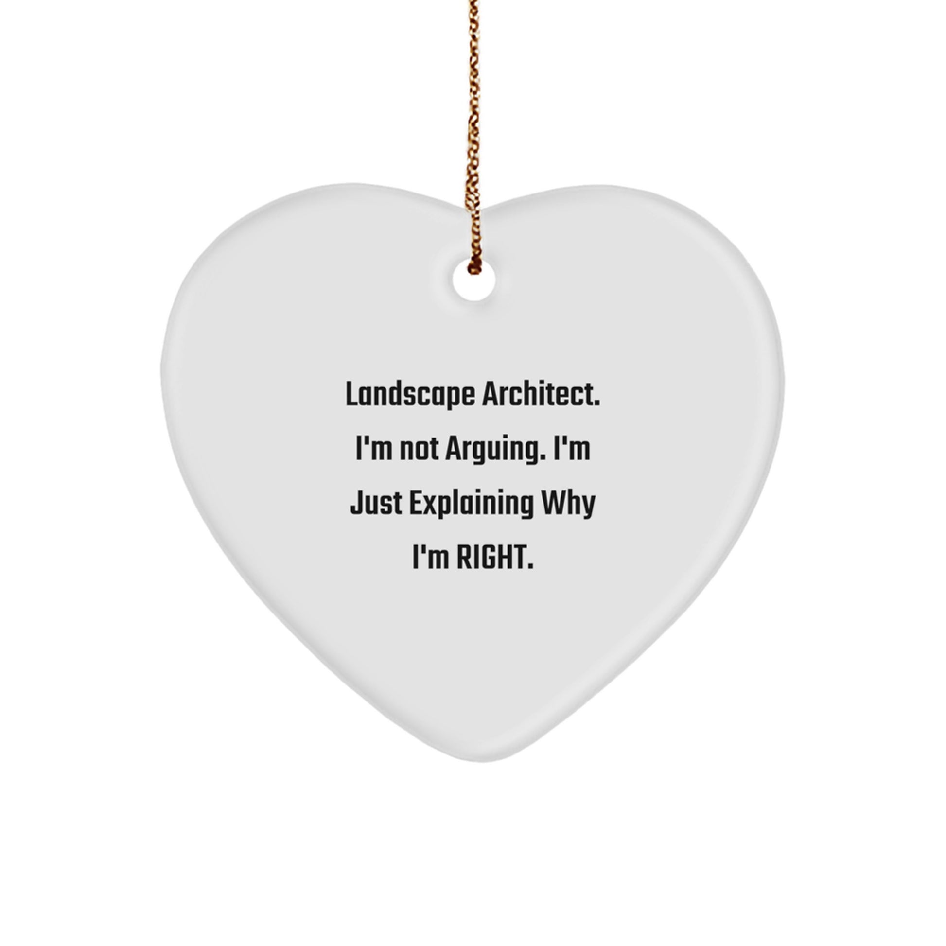 Landscape Architect Gifts, 'I'm Not Arguing, I'm Just Explaining Why I'm Right' Heart Ornament, Christmas Unique Gifts from Friends, Family, or Coworkers to Landscape Architects - Image 1