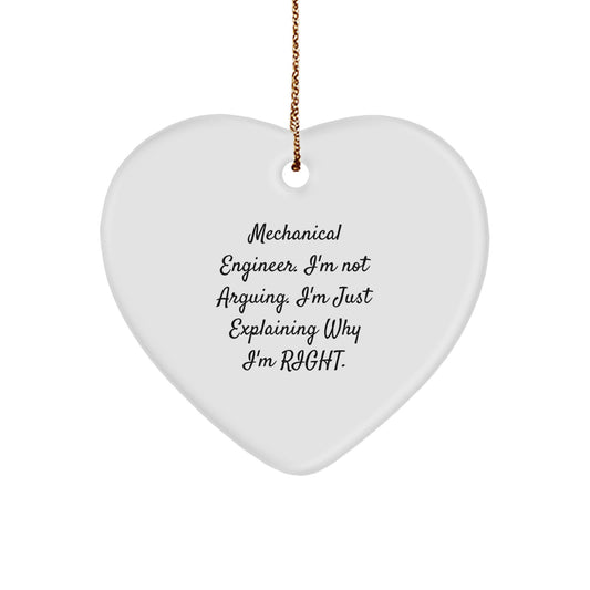 Mechanical Engineer Humor Heart Ornament, Funny Quote Gifts from Men to Friends, Unique Christmas Decorations for Office or Home - Image 1