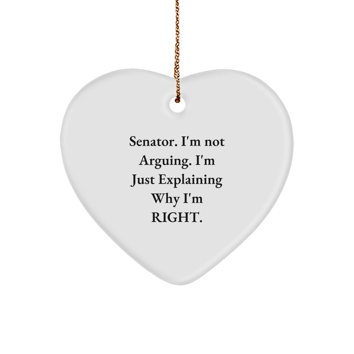 Senator Funny Gifts from Men for Senator, Heart Ornament, Christmas Unique Gifts, Senator I'm Not Arguing - Image 1