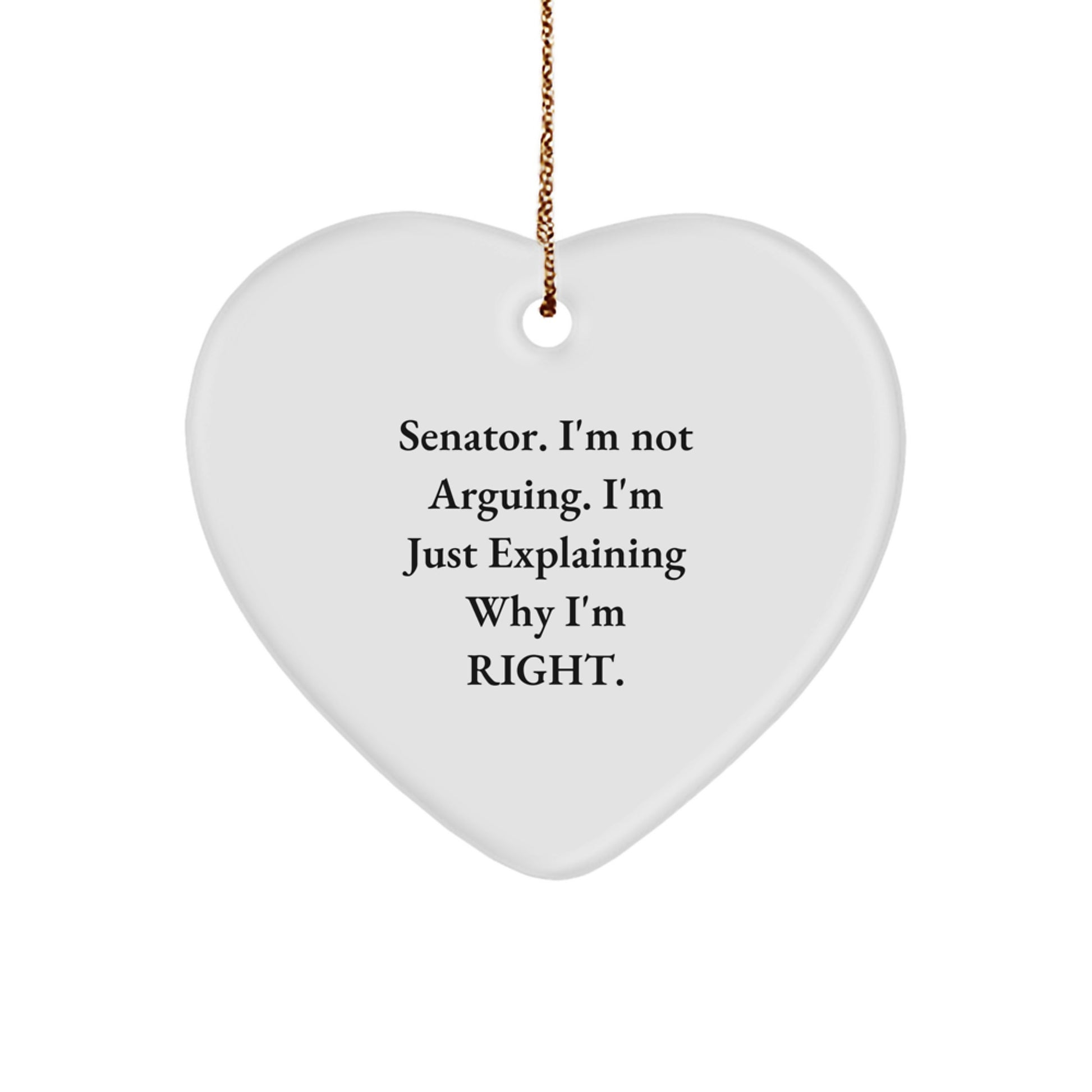 Senator Funny Gifts from Men for Senator, Heart Ornament, Christmas Unique Gifts, Senator I'm Not Arguing - Image 1