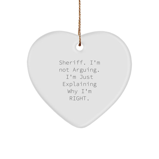 Funny Sheriff Gifts from Friends for Men - Heart Ornament Christmas Unique Gifts - Image 1